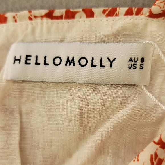 Hello Molly Just  Redwhiteprints Dress Tiered Wrap  Mini Floral Vneck size S - Picture 10 of 12